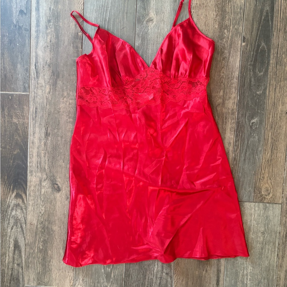 Elegant Red Lace Slip Dress